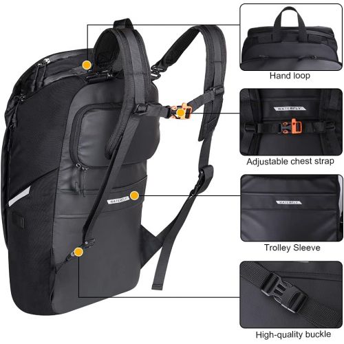  WATERFLY Bike Bag Travel Backpack: 25L Waterproof Bike Panniers Bicycle Bags Rear Rack Cycling Accessories with Rain Cover