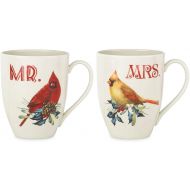 Lenox Winter Greetings Cardinal 2-piece Mr & Mrs Mug Set of 2 New