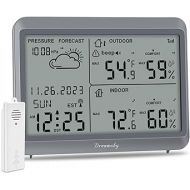 DreamSky Weather Station Wireless Indoor Outdoor Thermometer Humidity - Large Display Digital Atomic Weather Clock for Home, Support Multiple Sensors for Outside Temperature, Date, Auto DST