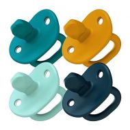 Boon Jewl Silicone Orthodontic Pacifier - Baby Pacifier with Soothing Gem Shaped Nipple - Comfortable Newborn Pacifiers Support Natural Oral Muscular Development - Blue - 4 Count - 0+ Months
