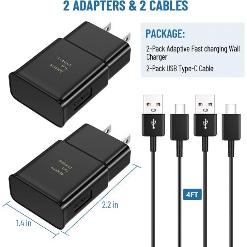  [아마존베스트]DiHines Adaptive Fast Wall Charger Adapter Compatible Samsung Galaxy S10 S9 S8 /Edge/Plus/Active,Note 9,Note 8,c9pro,LG G5 G6 G7 V20 V30 ThinQ Plus EP-TA with USB Type C to A Cable Cord