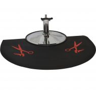 LCL Beauty 1/2 Semi Circle Anti Fatigue Beauty Barber Floor Mat with Red Salon Scissor Design