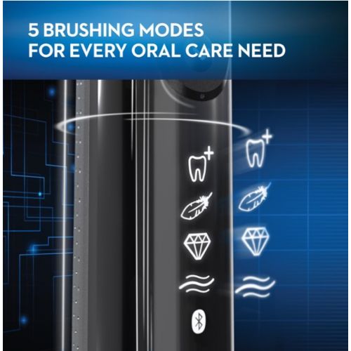  Oral-B 7500 Power Rechargeable Electric Toothbrush with Replacement Brush Heads and Travel Case, Black