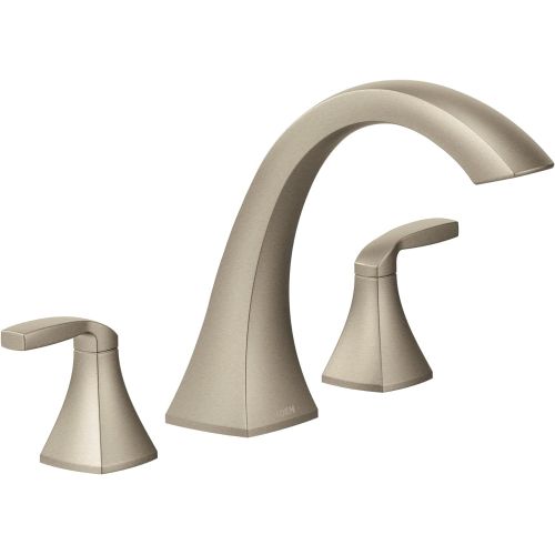  Moen T693BN Voss Two-Handle Deck Mount Roman Tub Faucet Trim Kit, Valve Required, Brushed Nickel