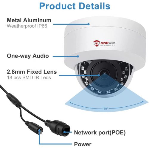 [아마존베스트]Anpviz 8CH 5MP PoE Home Security Cameras System with 2TB HDD, H.265 4K 8-Channel NVR Security System and 8pcs 5MP Outdoor Weatherproof 98ft Night Vision PoE IP Cameras with Audio f