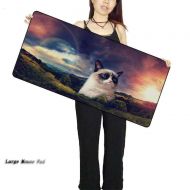 AURORBOY Funny Cat Painting Gaming Large Locking Mousepad Rubber Optical Washable Mouse Pad for Pc Computer Desk Mice Play Mat