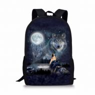 Sannovo Wolf Backpack for Girl Men Male Canvas Colleague Student School Bag