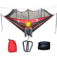MalloMe JYUAN Camping Hammock with Mosquito Net, Single Double Parachute Nylon Hammocks for Backpacking Travel Camping Beach Yard