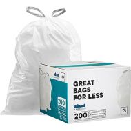 Plasticplace Custom Fit Trash Bags, Compatible with simplehuman Code G (200 Count) White Drawstring Garbage Liners 8 Gallon / 30 Liters, 17.5