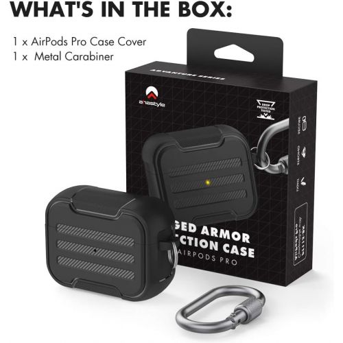  [아마존베스트]AHASTYLE Robust AirPods Pro Case Cover Hard Shell TPU Protective Case Shockproof Compatible with AirPods Pro (Black)