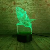 KKXXYD 3D Shark Children Kids Visual Led Night Light Illusion 7 Color Changing Sleeping Mood Decor Lamp Friend & Holiday Gifts