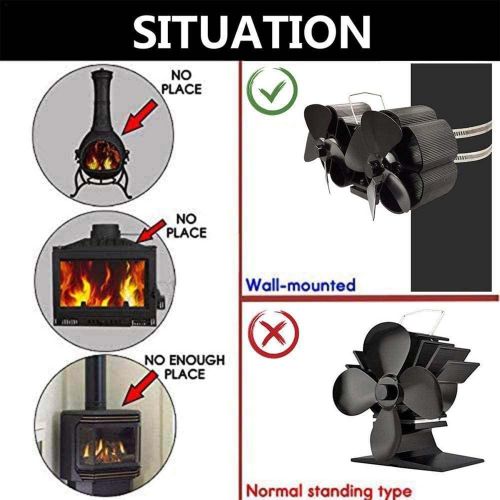  WASX Twin Motor Wood Stove Fan 8 Blade Silent Fireplace Fans Fire Fans for Fireplace Wood/Multi Fuel Burner Specially for Large Room
