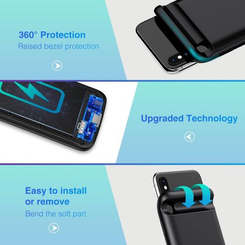  [아마존베스트]New Version Swaller Battery Case for iPhone X XS 10, 4000mAh Slim Portable Charging Case Protective Rechargeable Charger Case Extended Battery Compatible with iPhone X XS 10 (5.8 i