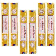 인센스스틱 Satya Sai Baba Nag Champa Sandalwood Pack of 6 Incense Sticks Boxes, 15gms Each, Freshly Hand-Made for Long Lasting Natural Scent for Purifying, Cleansing, Healing, Meditating, Str