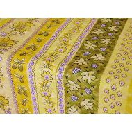 Le Cluny French Linens Le Cluny, Monaco Yellow-Green, French Provence 100 Percent COATED Cotton Tablecloth, 60 Inches x 96 Inches