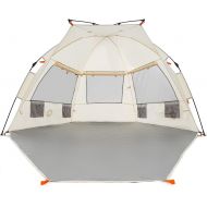 Easthills Outdoors Instant Shader Extended L Easy Up Beach Tent Sun Shelter for 2-4 Person - Extended Zippered Porch Beige