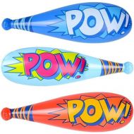 ArtCreativity POW Inflatable Baseball Bats for Kids - Pack of 12 - Approx. 20 Inch Durable Inflates in Assorted Colors, Superhero Birthday Party Favors, Decorations, Supplies, Carn