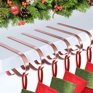 VATOS Christmas Stocking Holder for Mantle Set of 6 Adjustable Stocking Hooks Protective Pads Stocking Hanger for Fireplace Mantle Christmas Party Decorations