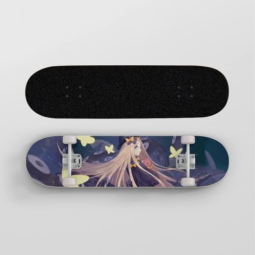  Wsjdmm Anime Skateboard for, Pro Skateboard - Double Kick Skateboards for Adults 7 Layer Canadian Maple Wood Tricks Skateboard