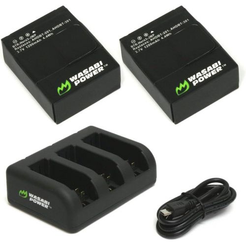  Wasabi Power Battery (2-Pack, 1200mAh) and Triple USB Charger for GoPro HERO3, HERO3+