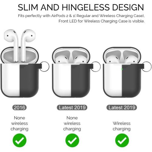  [아마존베스트]AhaStyle AirPods Silicone AirPods Case [Front LED Visible] Compatible with Apple AirPods 2 & 1, Black