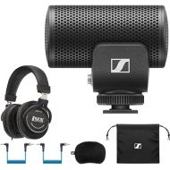 Sennheiser MKE 200 Compact Supercardioid On-Camera Microphone with Built-in Wind Protection with Complete Kit with LyxPro Professional Headphones