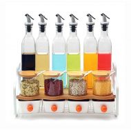 GLMAMK Glass Jars, Multifunctional Storage Rack Set,Vinegar Soy Sauce Wine Bottle Spice，kitchen storage containers