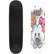 BNUENMEE Classic Concave Skateboard for Boys Girls Beginners, Cute Animals Design Standard Skateboards 31x 8 Extreme Sports Outdoor Skateboards