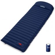 Overmont Large Sleeping Pad (74.8x27.5in) with Pillow 4.7in Extra Thickness Mat Ultralight Inflatable Camping Air Mattress for Backpacking Hiking Car Travel Waterproof with Carryin