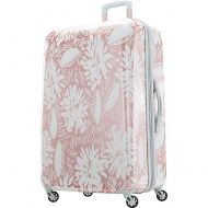 American Tourister Moonlight Expandable Hardside Checked Luggage with Spinner Wheels, 28 Inch, Ascending Garden Rose Gold