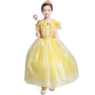 Loel loel Girls Princess Belle Costume Party Fancy Dress Up