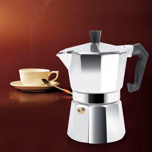  Acogedor Moka Express Stovetop Maker, 3/6/9/12 Cups Espresso Maker, Stovetop Espresso Maker, Aluminum Italian Type Moka Pot, Espresso Coffee Maker Stove, for Home Office Use Hot(150ML 3cups