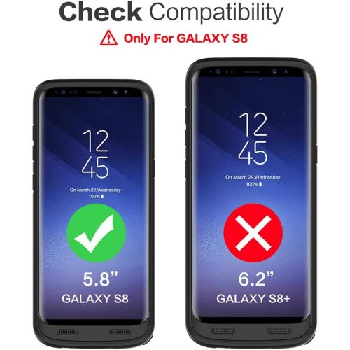  [아마존베스트]HETP Galaxy S8 Battery case 6000mAh, Protective Rechargeable External Battery Pack for Samsung Galaxy S8 Charging Case Portable Backup Power Bank for Galaxy S8 (5.8 inch) -Black