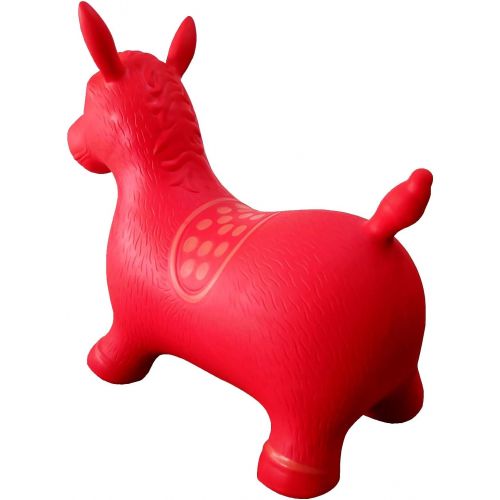  AppleRound Red Horse Hopper, Pump Included (Inflatable Space Hopper, Jumping Horse, Ride-on Bouncy Animal)