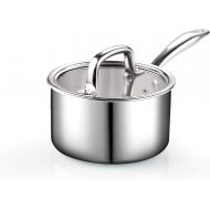 [아마존베스트]Cook N Home 2679 Tri-Ply Clad Stainless Steel Sauce Pan with Lid, 1.5 Quart, Silver