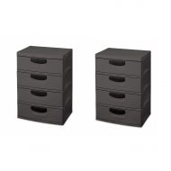 MRT SUPPLY 4-Drawer Heavy-Duty Gray Storage Unit with Black Handles (2 Pack) with Ebook