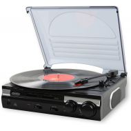 Jensen JTA-230 3 Speed Stereo Turntable with Built in Speakers, Aux in, Vinyl to MP3 Converting/Encoding