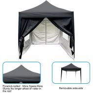 Quictent 6.6x6.6 ft EZ Pop Up Canopy Tent Waterproof Commercial Gazebo Party Tent Photo Booth Portable Pyramid-roofed Style Removable Sides w/Roller Bag Black