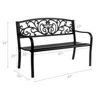 FDW ZOFFYAL Garden Bench Patio Benches,Porch Bench Chair,Metal Bench,Park Yard Outdoor Furniture