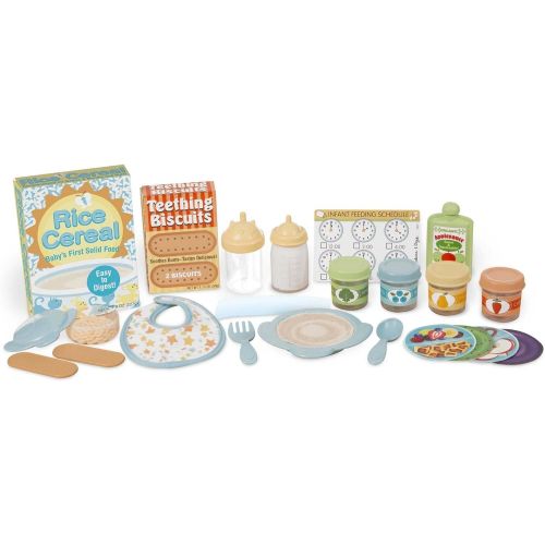  Melissa & Doug Mine to Love Mealtime Play Set for Dolls with Bottle, Pretend Baby Food Jars, Snack Pouch, More (24 pieces)