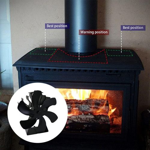  Prettyia Stove Fan Heat Powered Fan for Wood Burning Stoves or Fireplaces Quiet and Low Maintenance, Disperses Warm Air Through House Black
