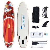 Seamax iSUNLIT Inflatable SUP Stand up Paddle Board with Free Accessories Adjustable Paddle,Cruiser, Coil Leash, Travel Backpack, 300 x 76 x 15 cm Huge Safe Super Stable Suitable for Begi