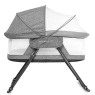 Baby Delight Go with Me Slumber Deluxe Rocking Bassinet, Portable Baby Bassinet, Removeable Canopy, Charcoal Tweed