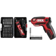 SKIL Rechargeable 4V Cordless Screwdriver with Circuit Sensor Technology & Rechargeable 4V Cordless Screwdriver, Includes 9pcs Bit, 1pc Bit Holder, USB Charging Cable - SD561801