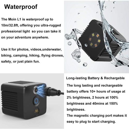  Fotowelt Moin Mini Cube Led Light Magnetic Charging and Mount Anywhere Pocket Light Camping Hiking Outdoor Adventure Waterproof Underwater Light APP Control for Gopro DSLR Drone Action Came