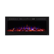 Touchstone 80004 - Sideline Electric Fireplace - 50 Inch Wide - In Wall Recessed - 5 Flame Settings - Realistic 3 Color Flame - 1500/750 Watt Heater - (Black) - Log & Crystal Heart
