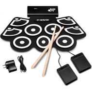 [아마존베스트]BABY JOY Electronic Roll Up Drum Kit w/ 9 Electric Drum Pads, 3.7V Lithium Battery, Bluetooth, Record, Play, Volume & Rate Control, MP3 Headphone Input, Foot Pedal, Drumsticks, 20