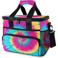ALAZA Rainbow Spiral Tie Dye Large Cooler Bag Lunch Box Leakproof for Outdoor Travel Hiking Beach
