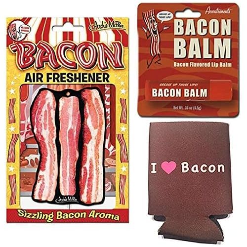  [무료배송] 2일배송 / 베이컨에 홀릭된 트리플 샘플러 선물 팩 (3pc 세트 + 손목 밴드) Bacon Addicts Triple Sampler Gift Pack (3pc Set + Wristband) - Bacon Air Freshener, Breath Mints & Lip Balm + Bacon Addict Silicone Wristband