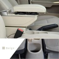 Maite Car Armrest Box Cover Center Console Armrest Box Oversized Storage Space Built-in LED Light, Removable Ashtray with Water Cup Holder for Hyundai Accent 2006-2011 Beige